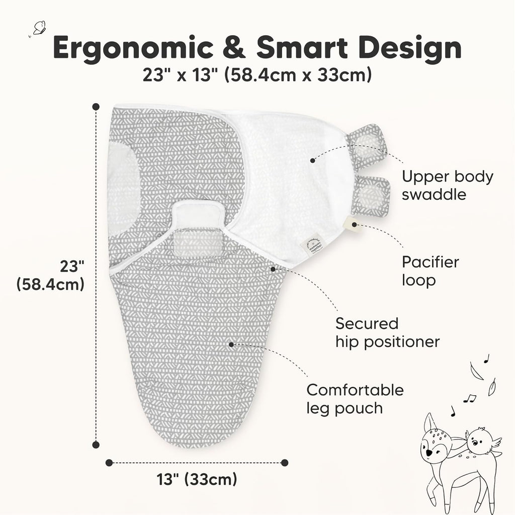 3-Pack Organic Baby Swaddle Sleep Sacks - Swaddles for Newborns, Infant 3-6 Months, Baby Girls, Boys, Soft & Snug Newborn Sleep Sack, Nursery Swaddling Blankets (Nordic, L)