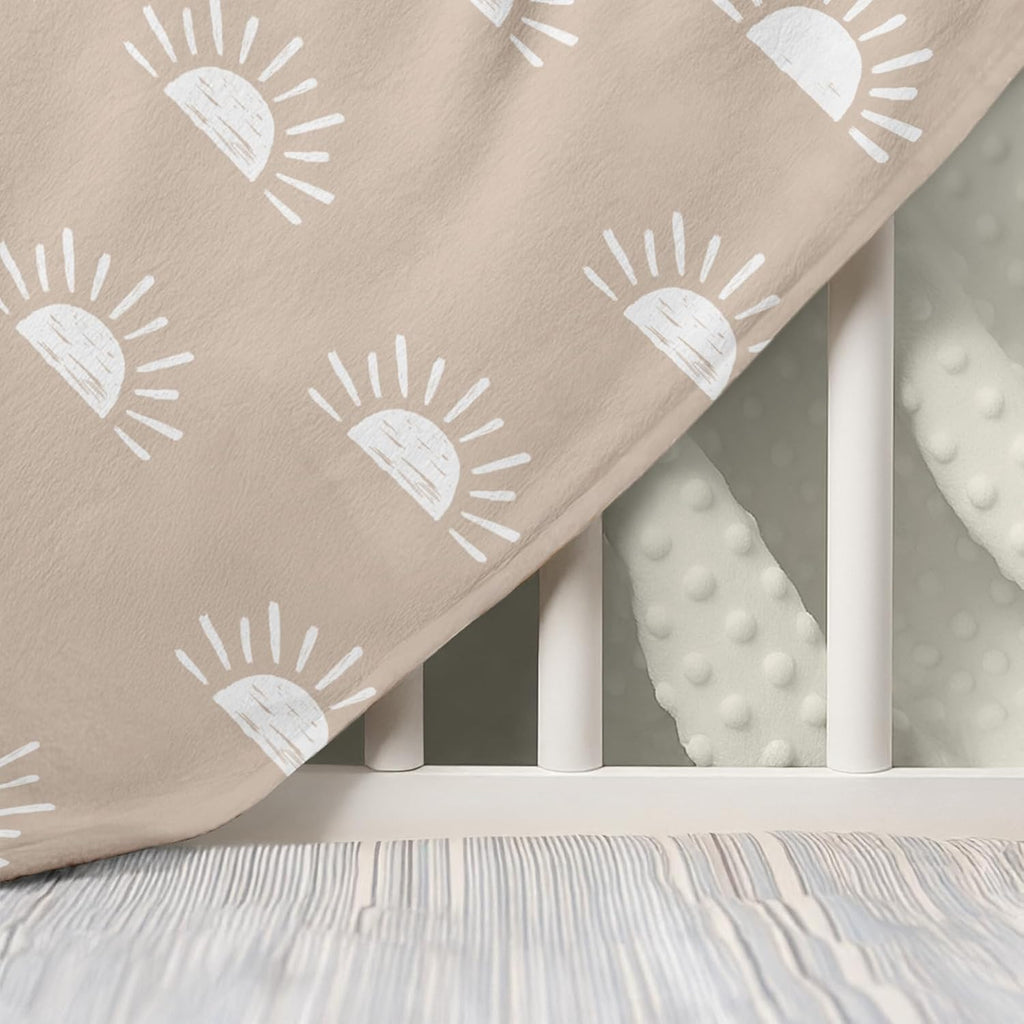 Sun Minky Baby Blanket 30 x 40 Inches for Boys Girls, Soft Plush Receiving Blanket with Dotted Back, Gift for Toddler Newborn Infant Christmas Birthday Baby Shower