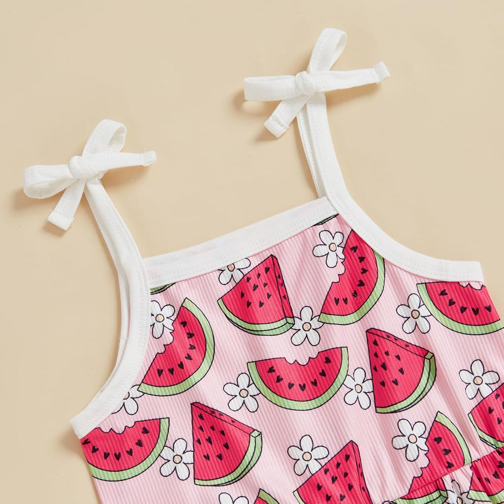 WZTYYDS Toddler Baby Girl Summer Clothes Floral Romper Tie-Up Strap Halter Jumpsuit Infant Summer Sling Playsuit 6M-3T