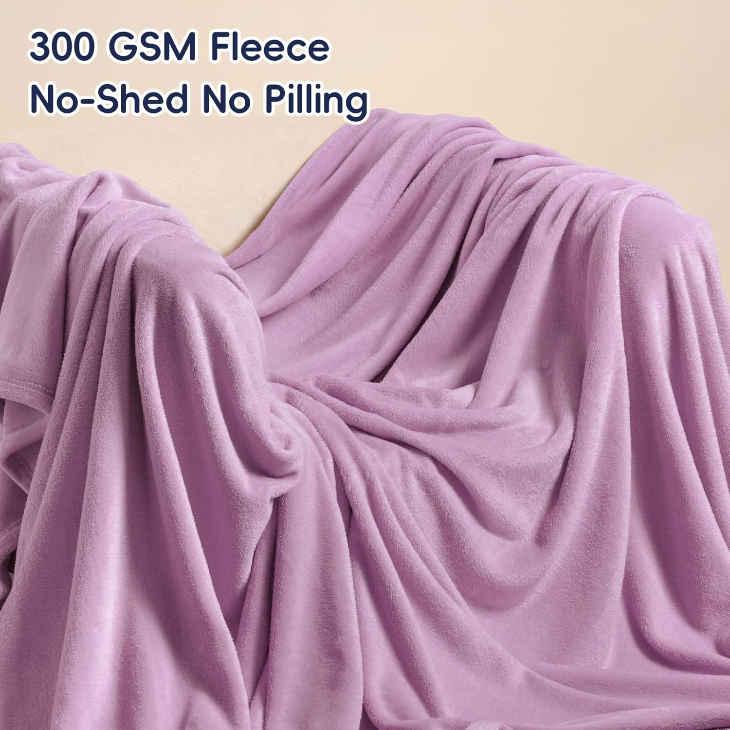 PHF Ultra Soft Fleece Blanket King Size, No Shed No Pilling Luxury Plush Cozy 300GSM Lightweight Blanket for Bed, Couch, Chair, Sofa Suitable for All Season, 108" x 90", Valerian