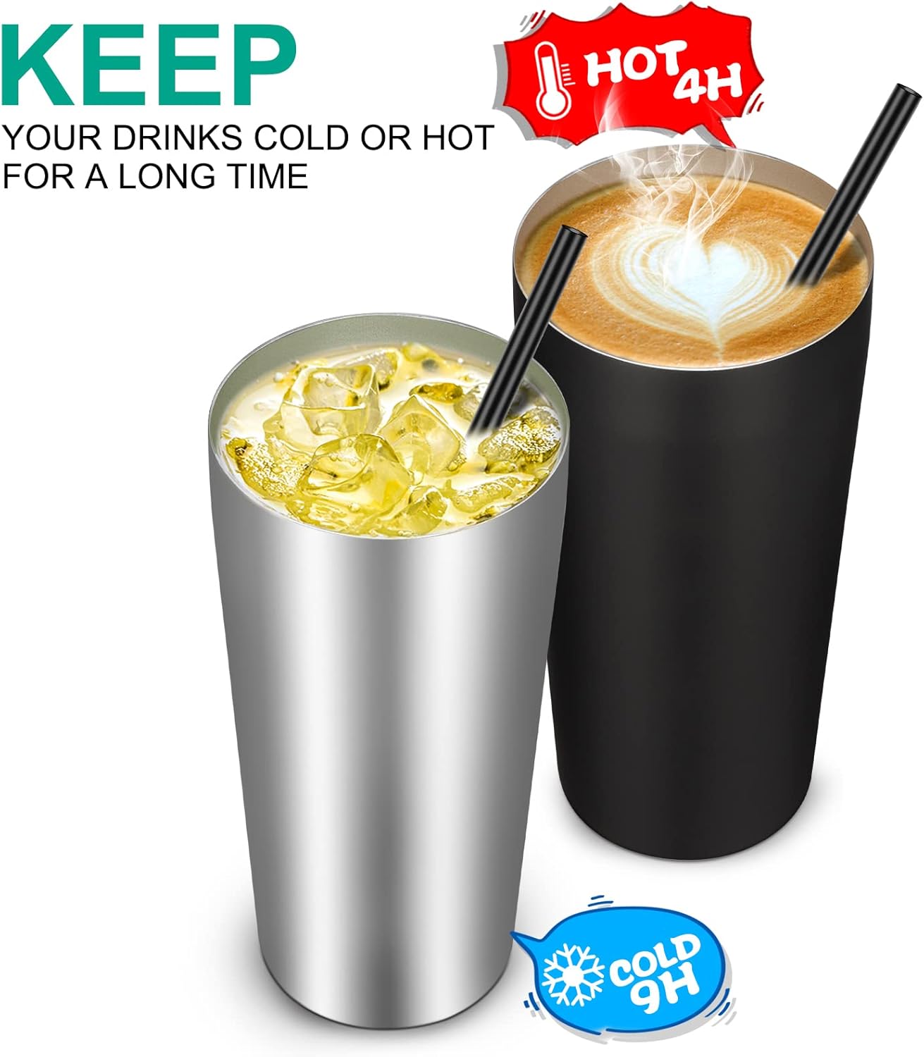 VEGOND 20oz Tumbler Bulk with Lid and Straw 1 Pack, Stainless Steel Vacuum Insulated Tumbler, Double Wall Coffee Cup Travel Mug, Stainless Steel