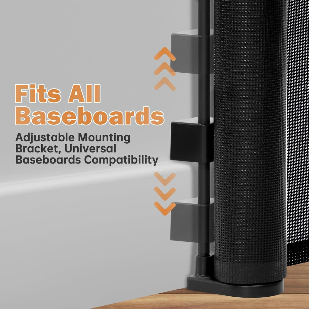 Retractable Baby Gates Dog Gate for Stairs, 55" Wide Mesh Baby Gate Pet Gate for The House, 34" Tall Child Safety Gates for Doorways, Hallways, Deck, Porch, Indoor, Outdoor