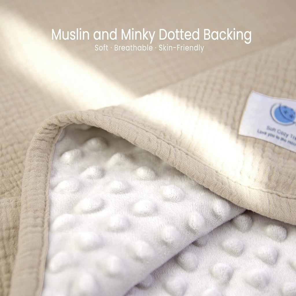 lulumoon Baby Blanket for Newborn Receiving: Minky Dot & Muslin Lightweight - Thermal Blanket Gift for Baby Shower & Hospital Welcoming 30"x40"（Ivory）