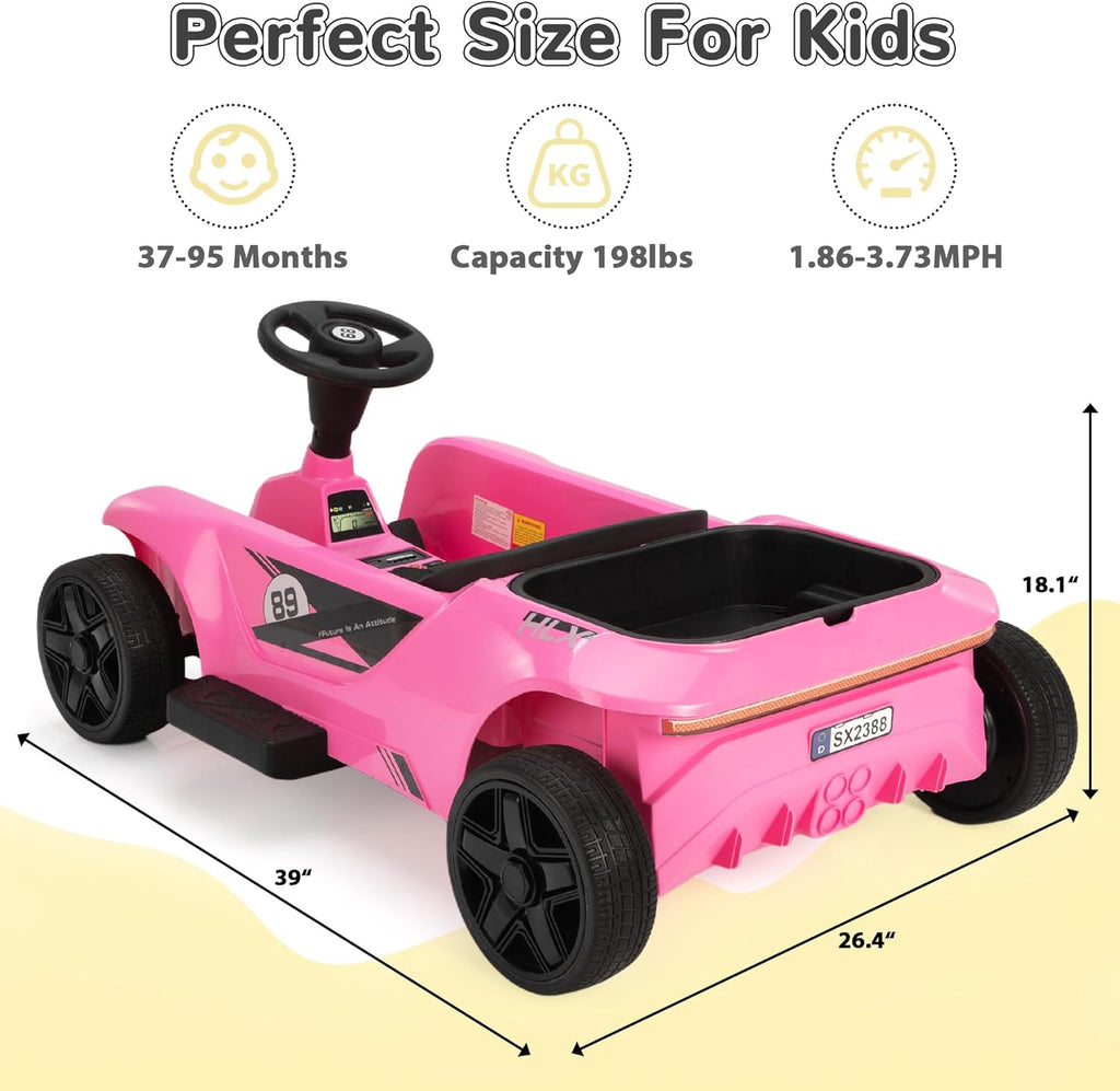 TOBBI 24V 2 Seater Kids Go Kart Ride On Toy Car, Battery Powered Electric Vehicles with Parent Remote/Trunk/Soft Start/Safety Belt/Music/Max Load 198 LBS for Toddlers 3-8 Years