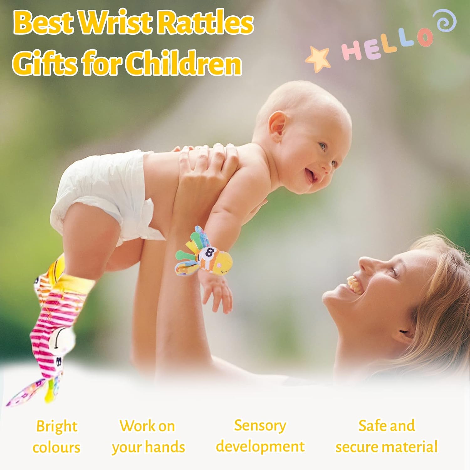 Wrist Rattles Baby Socks Baby Toys Set Soft Sensory Toys for Babies Cartoon Animal Rattles Sock Early Development Toy Baby Shower Birth Gift for Newborn Infant Baby Boy Girl 0 to 3 Years Old