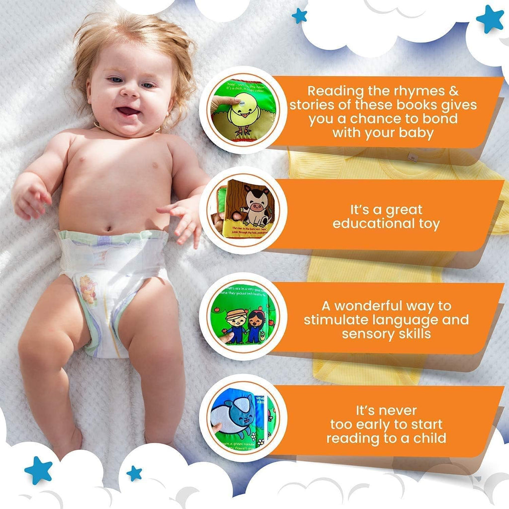 ToBe ReadyForLife Stimulating Baby Books 0-6 Months and 6-12 Months Infants - Crinkle Books for Babies - Toys Gift for 1 Year Old - Soft Cloth Farm Animals Books for Baby