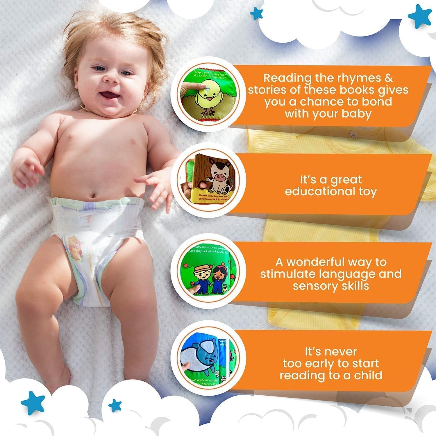 ToBe ReadyForLife Stimulating Baby Books 0-6 Months and 6-12 Months Infants - Crinkle Books for Babies - Toys Gift for 1 Year Old - Soft Cloth Farm Animals Books for Baby