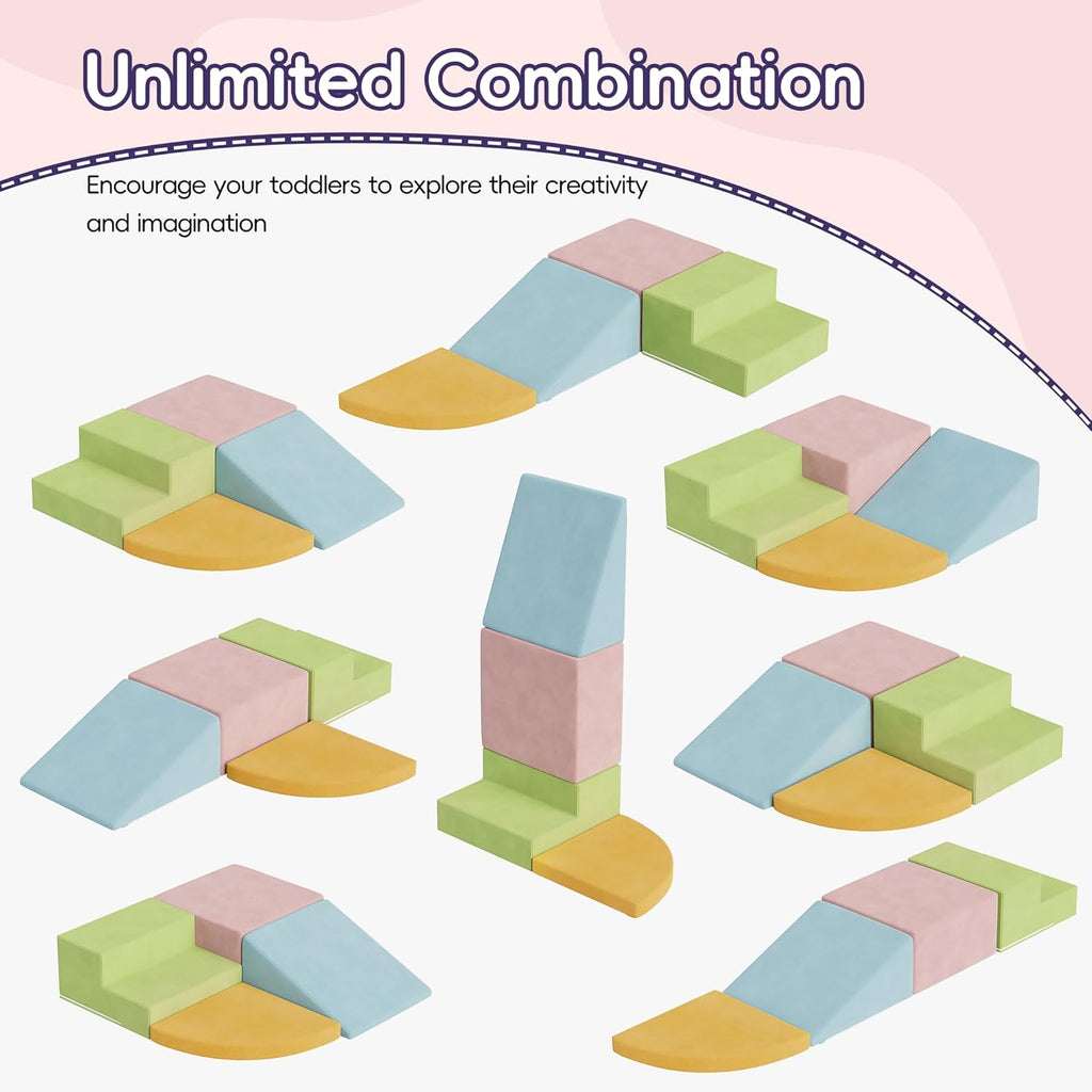 4 Piece Foam Climbing Blocks for Toddlers, Baby Climbing Gym with Ultra High Density Foam for Crawling and Sliding, Indoor Soft Play Set for Infant, Babies & Kids - Multicolor (Multicolor A, 4-Piece)