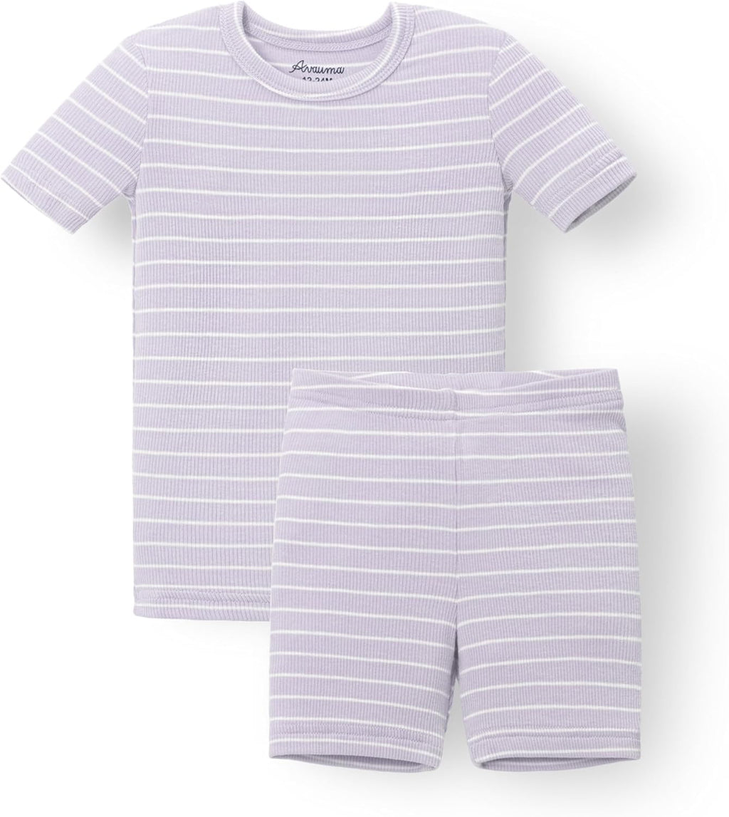 AVAUMA Stripe Pattern Baby Boys Girls Pajama Set Kids Toddler Snug fit Ribbed Sleepwear pjs for Daily Life Style
