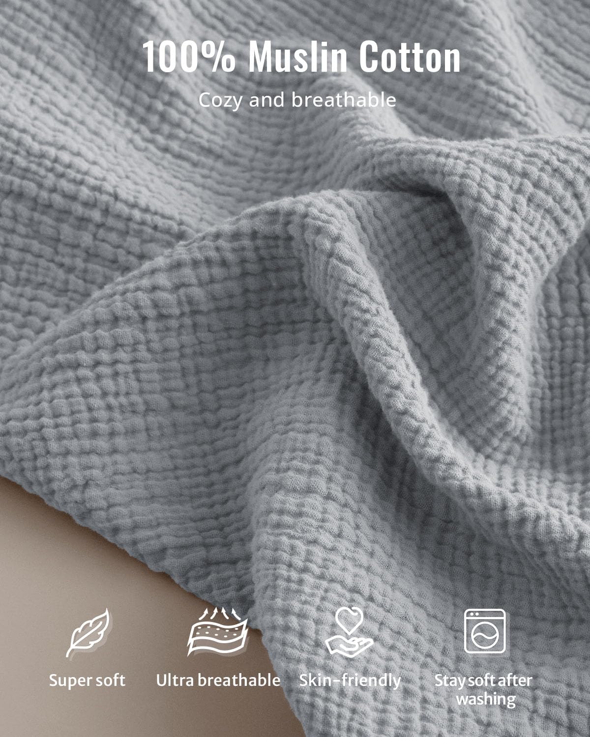 Blissful Diary Muslin Baby Changing Pad with Waterproof Lining Foam, Diaper Changing Table Pad with Cover for Dressers (Gray, Avocado)