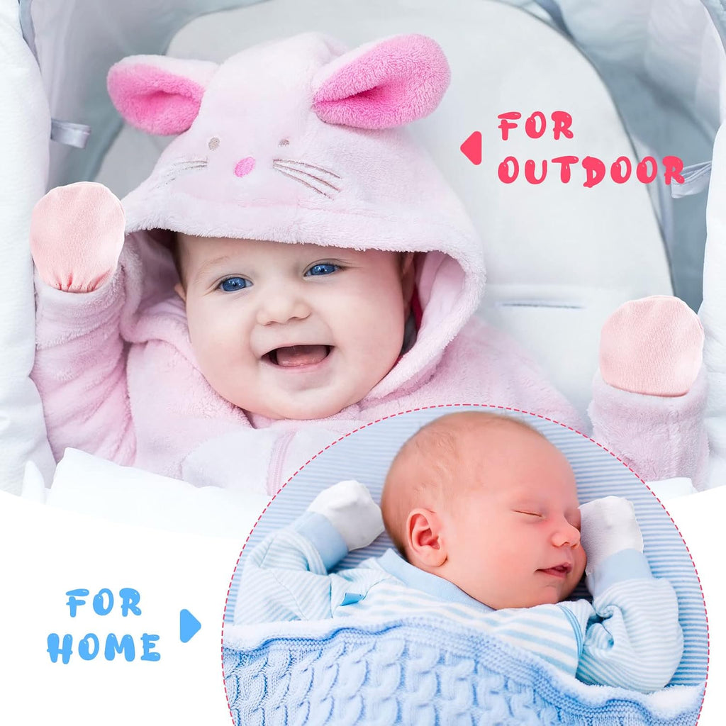 Newcotte 12 Pairs Adjustable Preemie Baby Mittens No Scratch Newborn Cotton Breathable Gloves Warm Mitts for Boys Kids