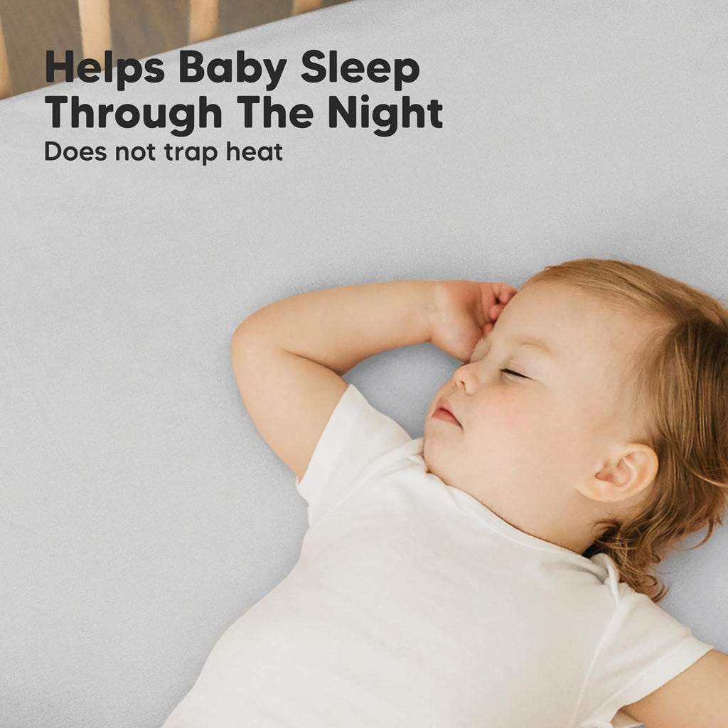 2-Pack Mini Crib Sheets Fitted - 38x26 Pack N Play Sheets for Pack and Play Mattress, Organic Cotton, Soft & Breathable Playard Bedding, Neutral Mini Toddler Bed Cover for Boys, Girls (French Gray)