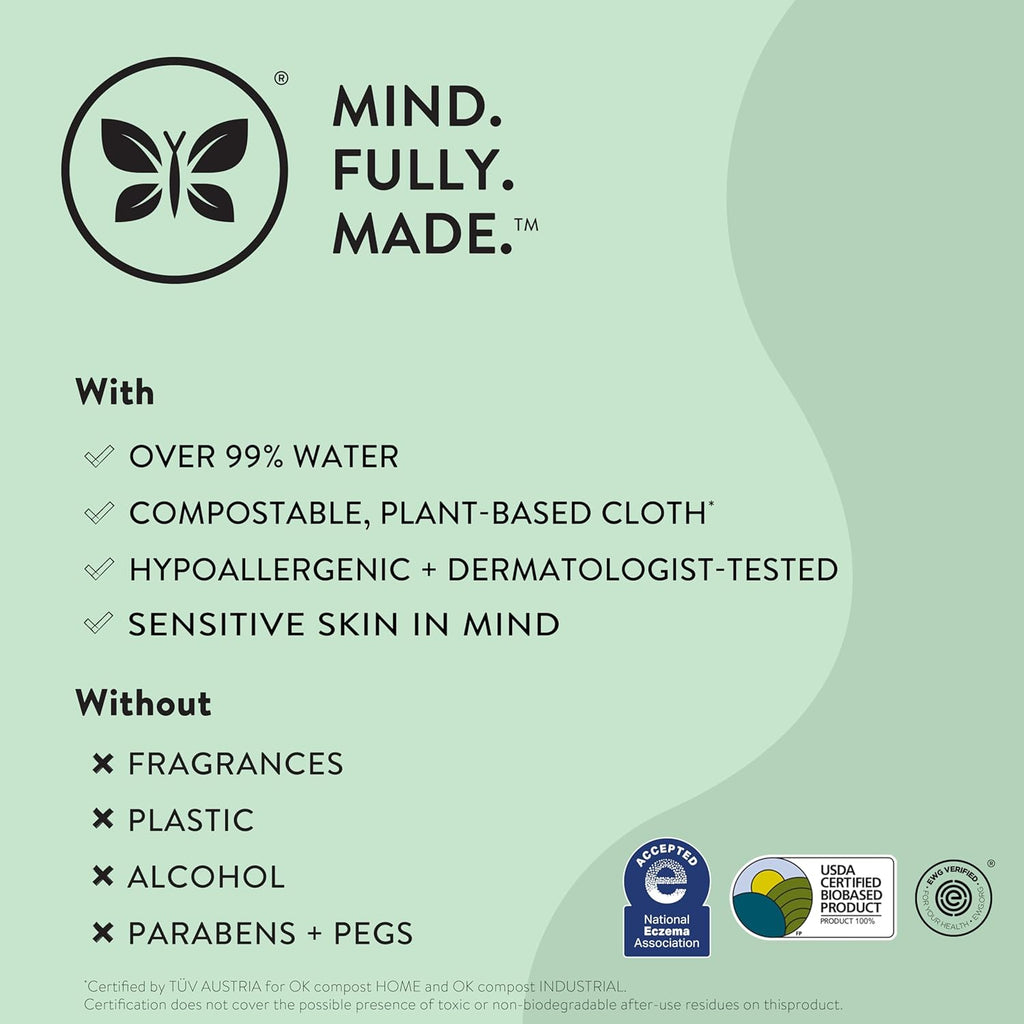 The Honest Company Clean Conscious Multi-Use Wipes | Hypoallergenic + Unscented for Sensitive Skin | Over 99% Water, Compostable, Plant Based, Baby Wipes | Rainbow, 60 Count