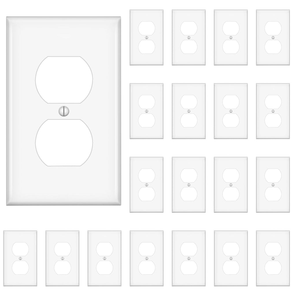 Outlet Covers Wall Plates,Standard Size Duplex Outlet Covers,Dual Receptacle Outlet Faceplate, Switch Plates and Outlet Covers, Electric Socket Plug Covers, White, 20 Pack