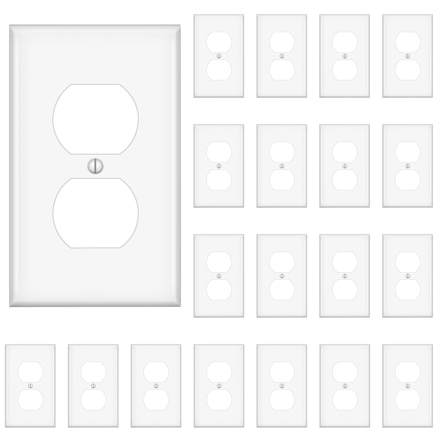 Outlet Covers Wall Plates,Standard Size Duplex Outlet Covers,Dual Receptacle Outlet Faceplate, Switch Plates and Outlet Covers, Electric Socket Plug Covers, White, 20 Pack
