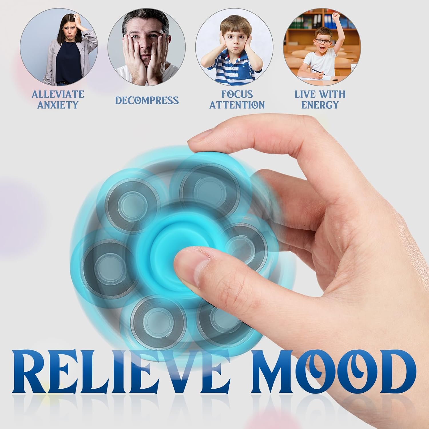 6 Pcs Fidget Spinner Toy Hand Fidget Spinner Bulk Sensory Fidget Toy Adults Fidget Spinners for Adults Kids Party Favors Classroom Prizes Gift Bag Fillers Fidget Relief Toys, 6 Colors