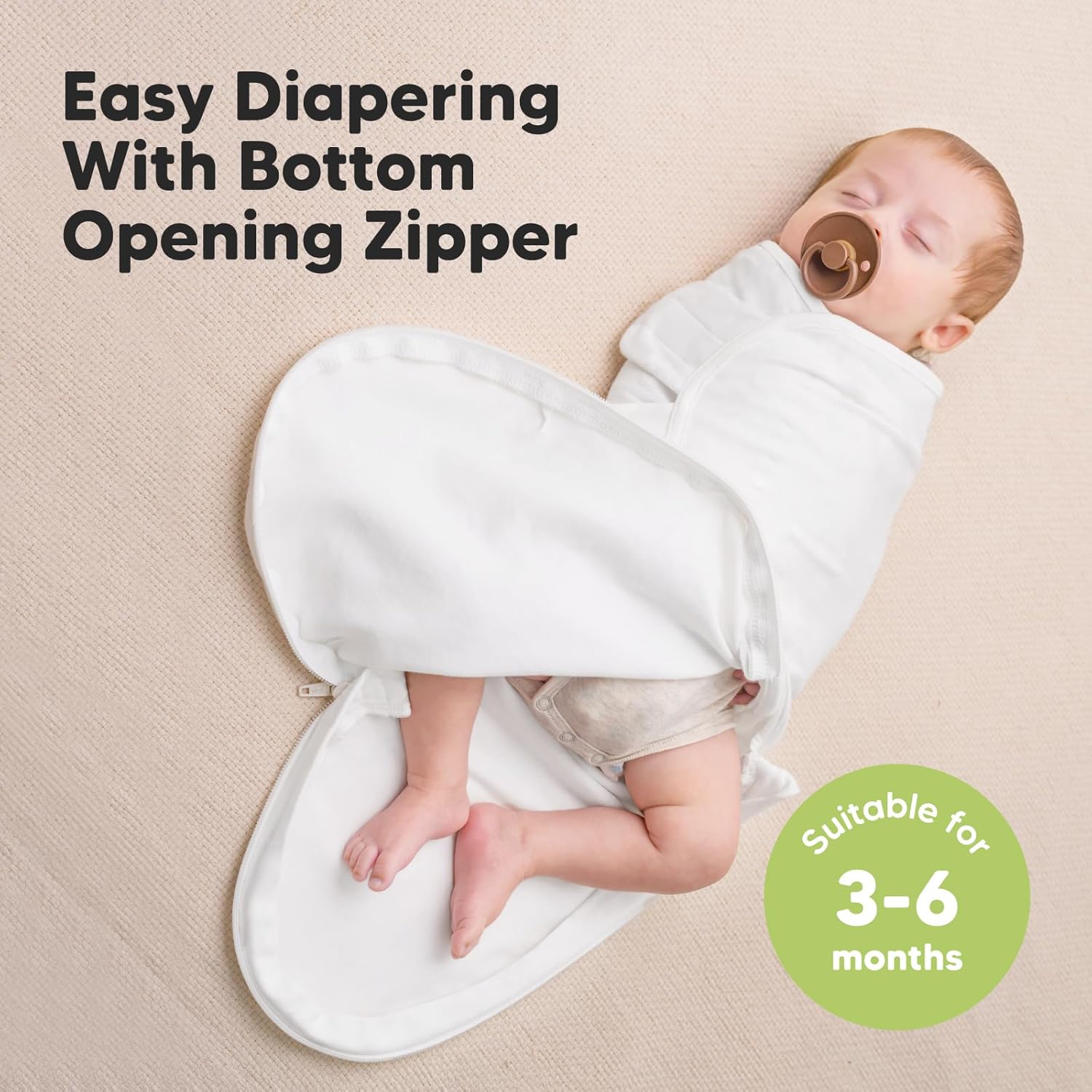 Baby Swaddle Sleep Sacks with Zipper - 3-Pack Swaddles for Newborns 3-6 Months, Infant, Baby Girls, Boys, Soft & Durable Newborn Sleep Sack, Easy Diaper Change Swaddling Blanket (Cloud, L)