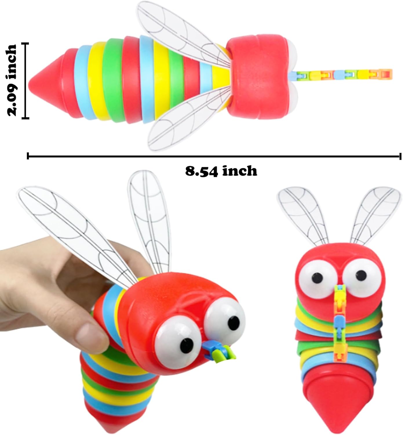 Mosquito Fidget Toy, Quite Toys Fidget Slug Toy for Kids, Restaurant Toys for Toddlers, Road Trip Plane Car Travel Activities for Kids Toddlers (Mosquito, 4 Pack)