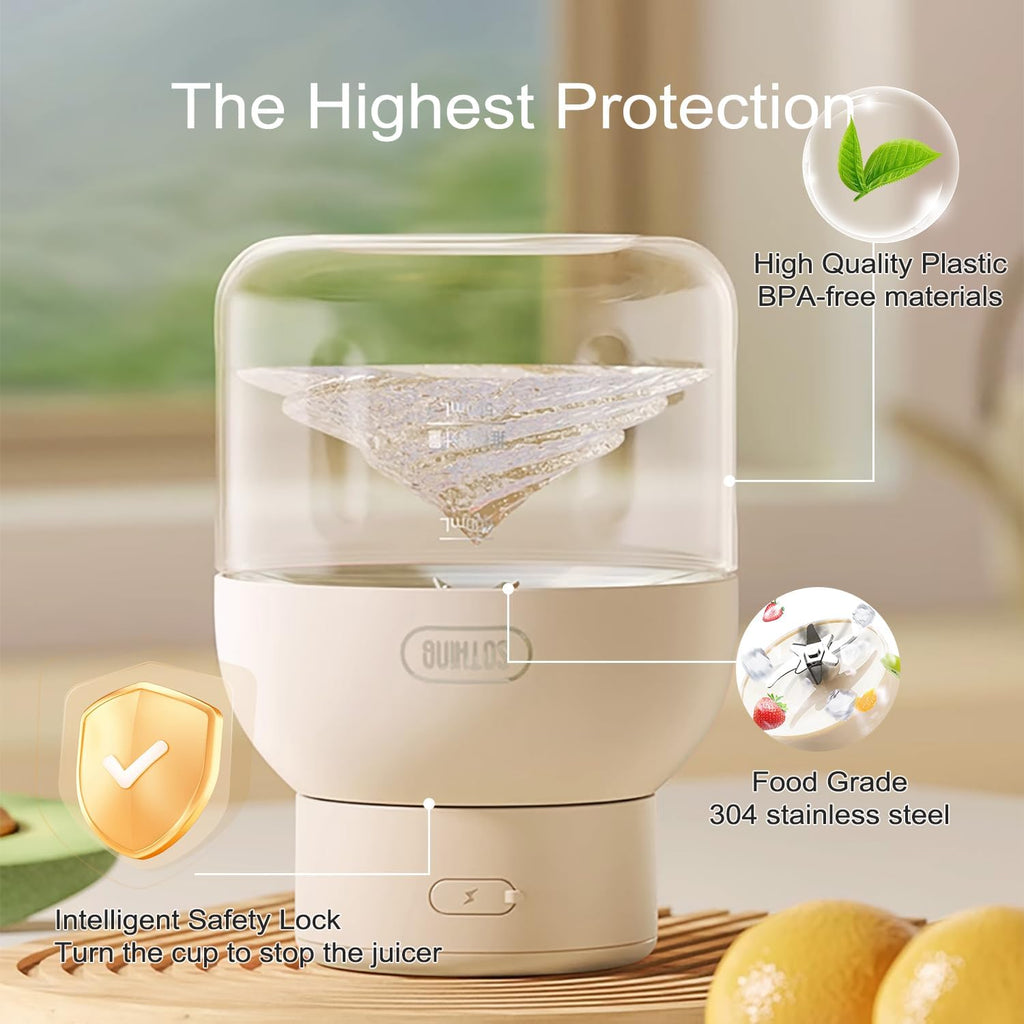 Portable Blender, Personal Blender for Shakes and Smoothies, 27oz Cup with 10 Blades, Shoulder Strap and Lid with Straw, Type-C USB Rechargeable, Dishwasher Safe Parts, BPA Free, Beige