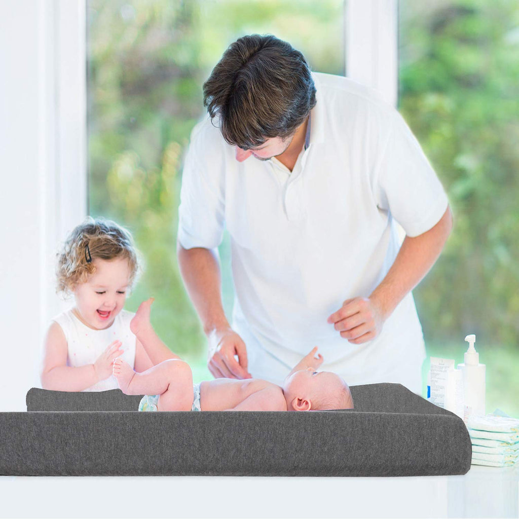 Cuddly Cubs Changing Pad Covers – 2 Pack – Snuggly Soft Plush Cotton Changing Table Covers for Boy, Girl – Fits Perfectly on Summer Infant and Other 16 x 32 Baby Changing Table Pads – Heather Grey