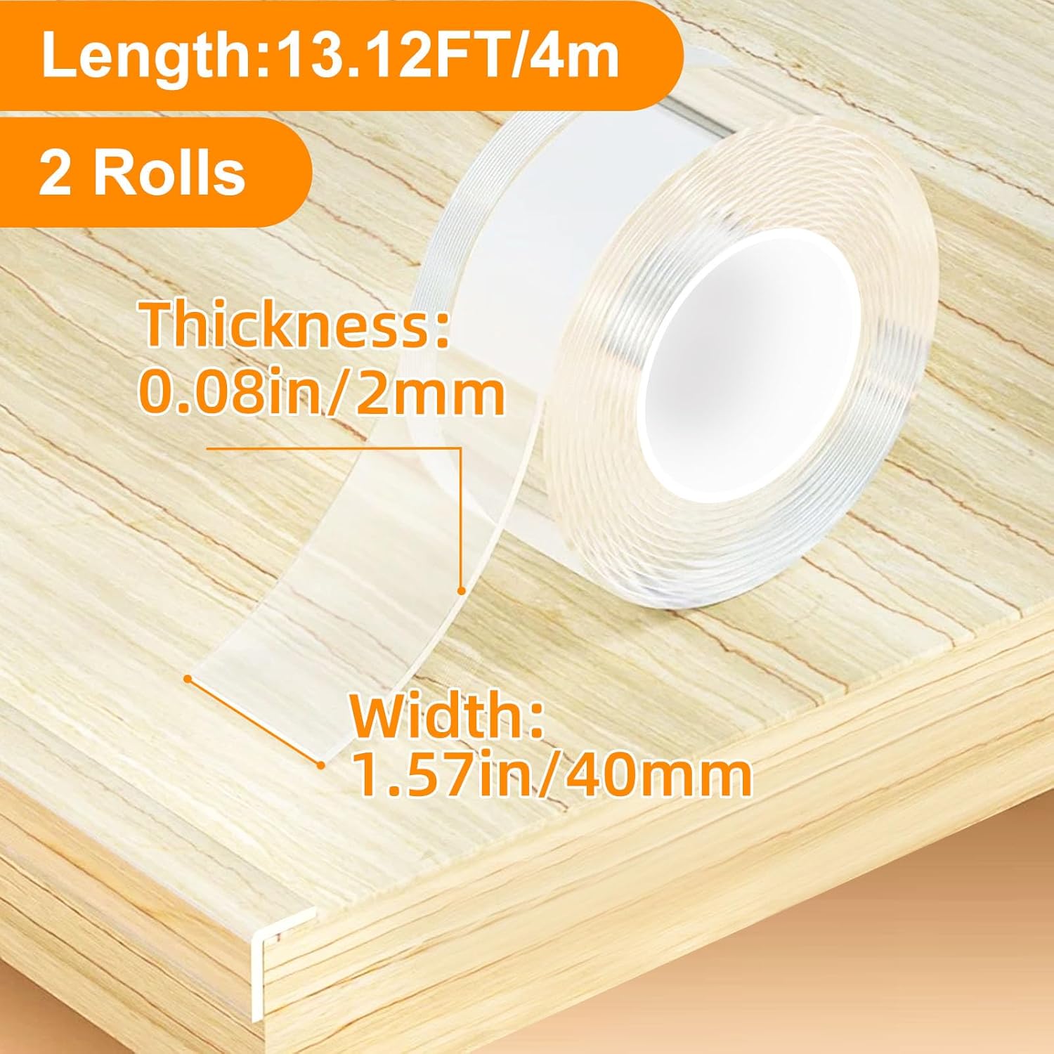 2 Rolls Clear Soft Corner Protectors for Furniture Strip,1.57 in x 13.12 FT,Sharp Edge & Table Bumper,Window Edge,Wall Protector, Soft Corner Guards Safe for Proof,Table Corner Protectors in Family