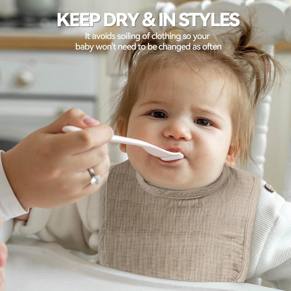 Muslin Baby Bibs for Unisex Boys Girls, Cotton Drool Bibs, Adjustable Newborn Bibs for Drooling and Teething