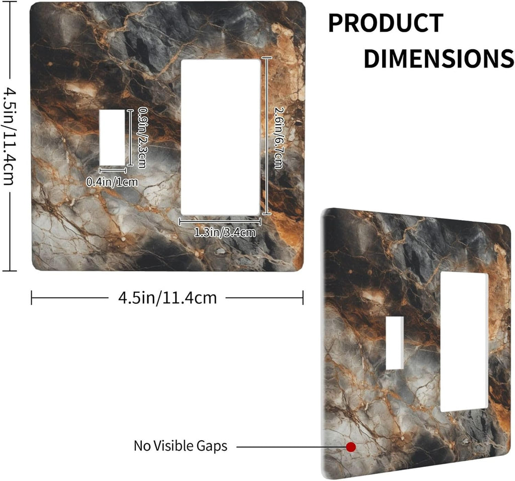 Brown Marble Granite Golden Lines Print Outlet Covers 1 Toggle 1 Rocker Combination Decorative Wall Plate Electrical Switch Plates Light Switch Cover Plate for Bathroom Kitchen Decor