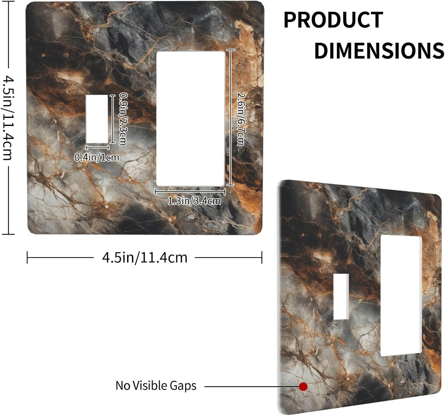 Brown Marble Granite Golden Lines Print Outlet Covers 1 Toggle 1 Rocker Combination Decorative Wall Plate Electrical Switch Plates Light Switch Cover Plate for Bathroom Kitchen Decor