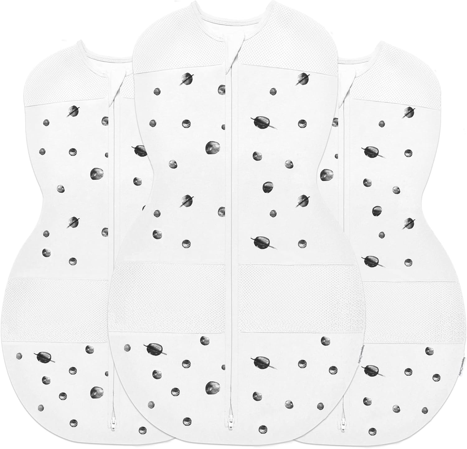 Happiest Baby Sleepea 5-Second Swaddle - 100% Organic Cotton Baby Swaddle Blanket - Doctor Designed Promotes Healthy Hip Development - 3-Pack Bundle (Ivory Planets, S, M, L)