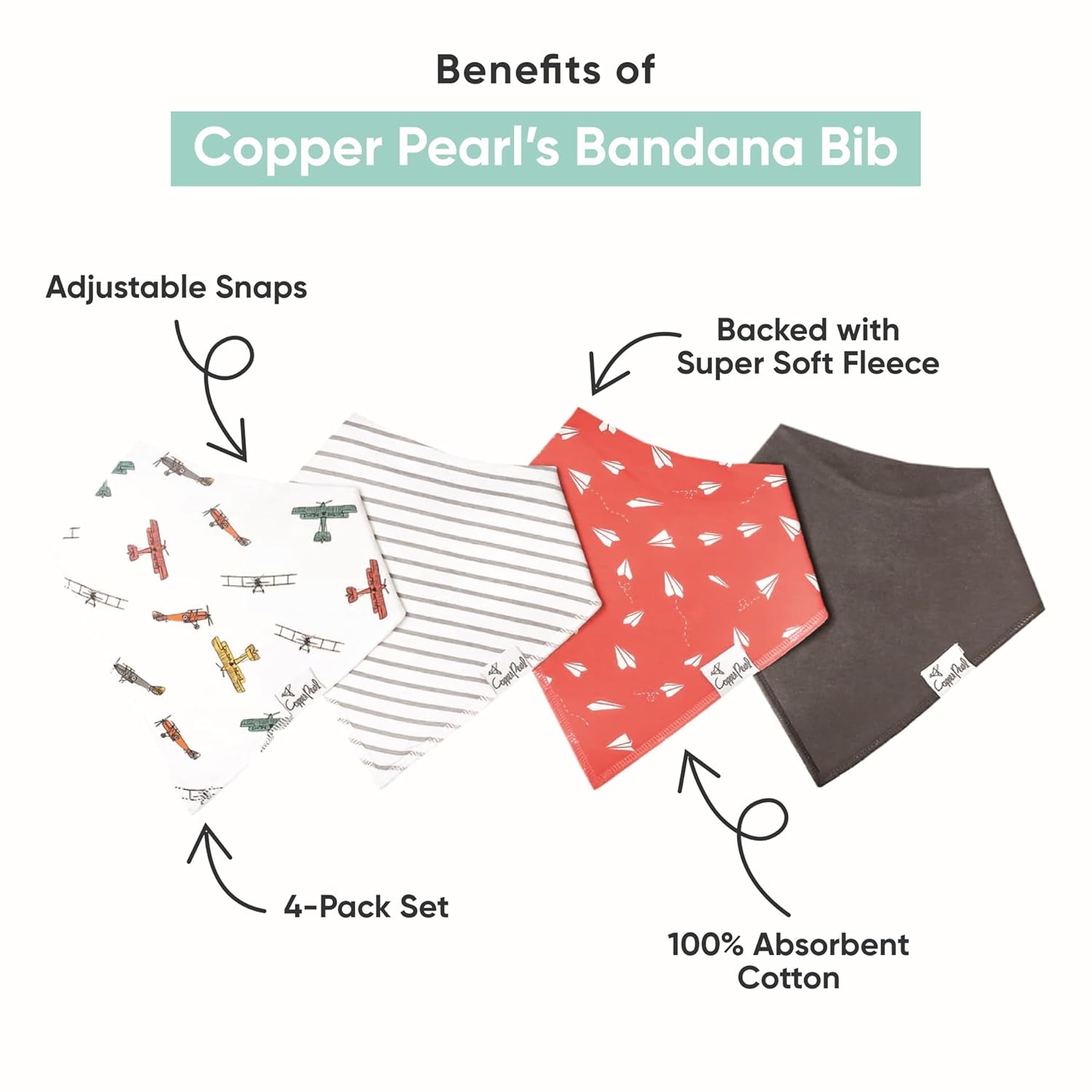 Copper Pearl 6 Pack Soft Cotton Baby Bibs for Drooling and Teething, Absorbent Drool Bibs for Baby Girl, Adjustable to Fit Newborns to Toddlers, Tons of Styles (Sunny Set)