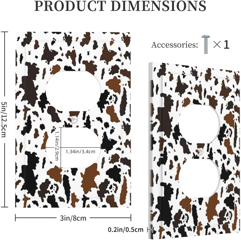 Outlet Covers Rustic Cowhide Highland Cow Milk Cow 1 Gang Duplex Light Switch Cover Decorative Switch Plates Electrical Receptacle Faceplate Wall Plate For Farmhouse Home Decor