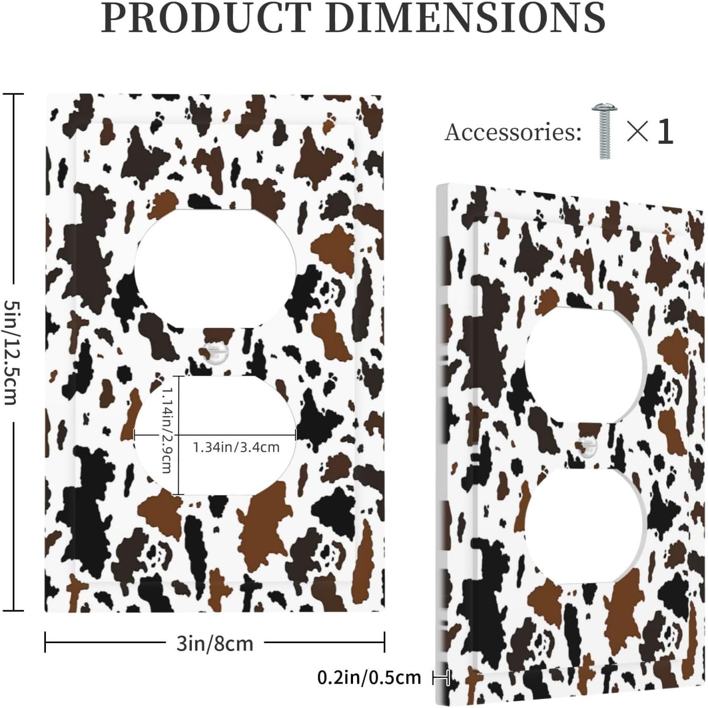 Outlet Covers Rustic Cowhide Highland Cow Milk Cow 1 Gang Duplex Light Switch Cover Decorative Switch Plates Electrical Receptacle Faceplate Wall Plate For Farmhouse Home Decor