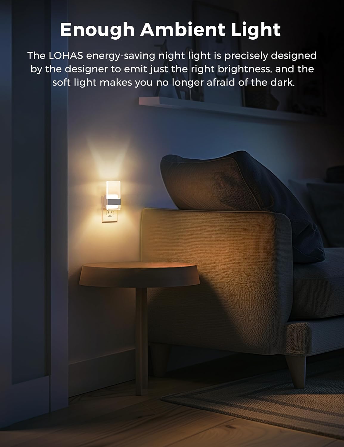 L LOHAS LED Night Light, Night Lights Plug Into Wall, Dusk-to-Dawn Sensor Decorative Night Light, 0-100LM Dimmable Nightlights, Wall Sconce-Style Acrylic Nitelight for Bathroom, Hallway,Gift, 1 Pack
