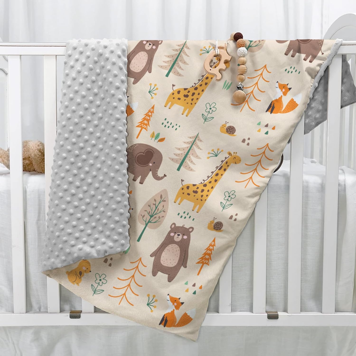 SANDJEST Woodland Animal Blanket - 30 x 40 Kids Minky Blankets for Boys Girls - Gifts for Birthday Christmas - Nursery Bedroom Decor