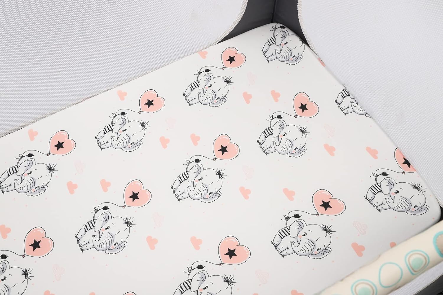 Pack n Play Sheet Stretchy Fitted Portable Mini Crib Sheets Set 3 Pack,Playard Sheets Convertible Playard Mattress Cover,Ultra Soft Jersey Material,Flamingo Elephant & Lion