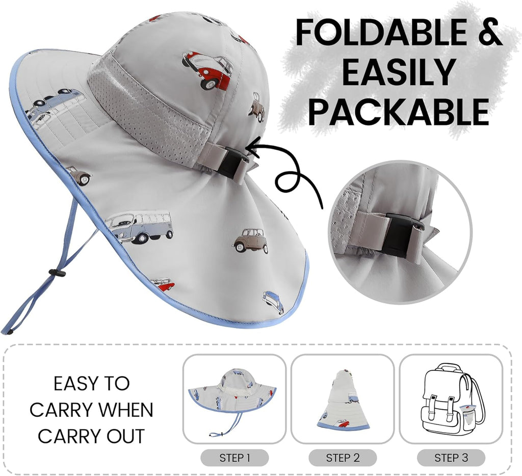 Baby Sun Hat with Neck Flap for Sun Protection Toddler Beach Hat UPF 50+ Outdoors 0-6 Years Boys Girls