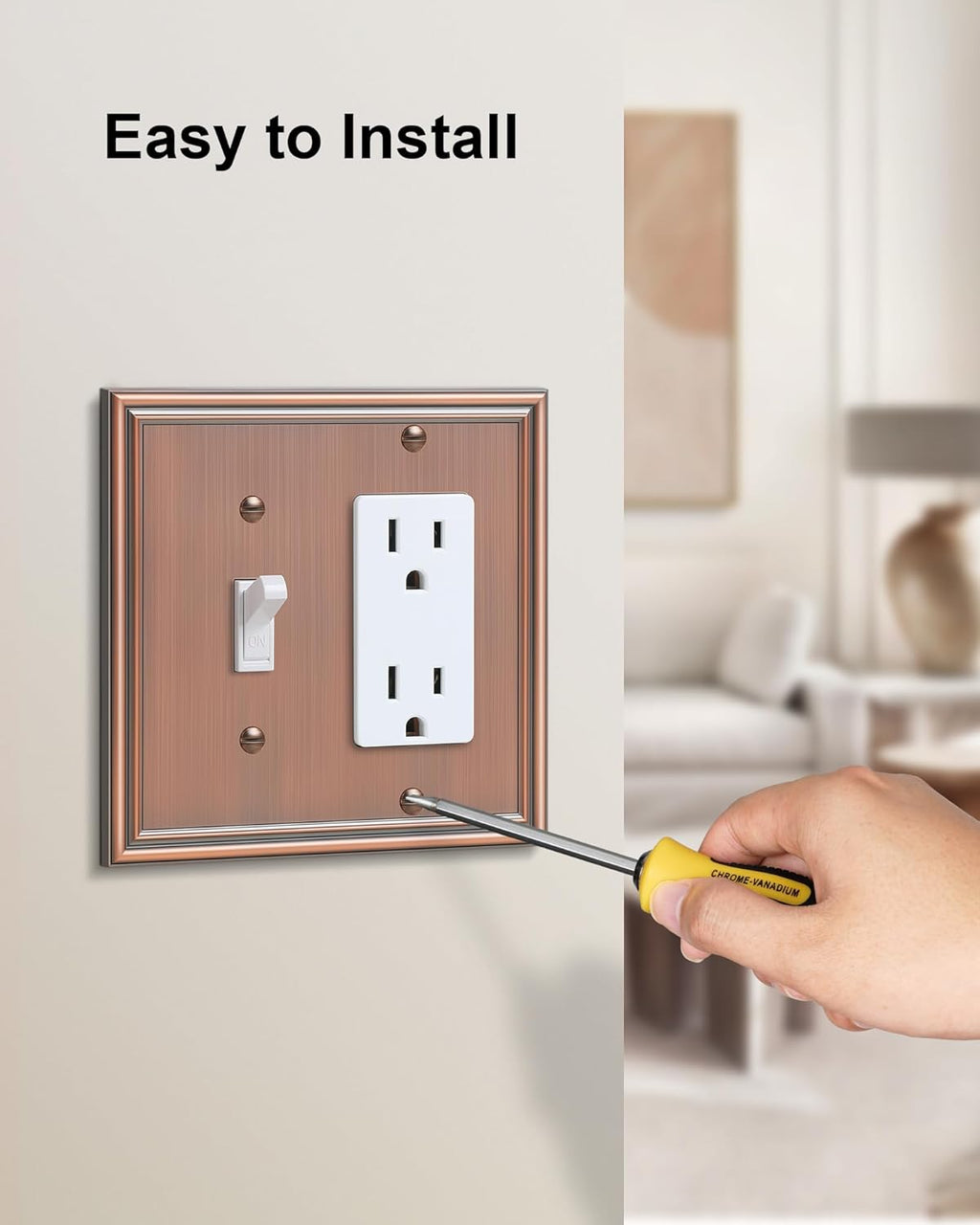 2-Pack Combo Toggle/Decorator Light Switch Cover Plate, Antique Copper Decorative Electrical Outlet Covers, Durable Solid Zinc Alloy Wall Switch Plates and Outlet Covers