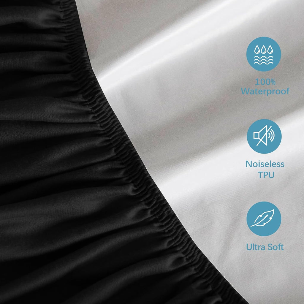 2 Pack Twin Mattress Protector Waterproof, Noiseless & Soft Coverage Mattress Fitted Sheet Twin with Deep Pocket up to 14", Super Breathable & Easy Wash Twin Size Mattress Protector