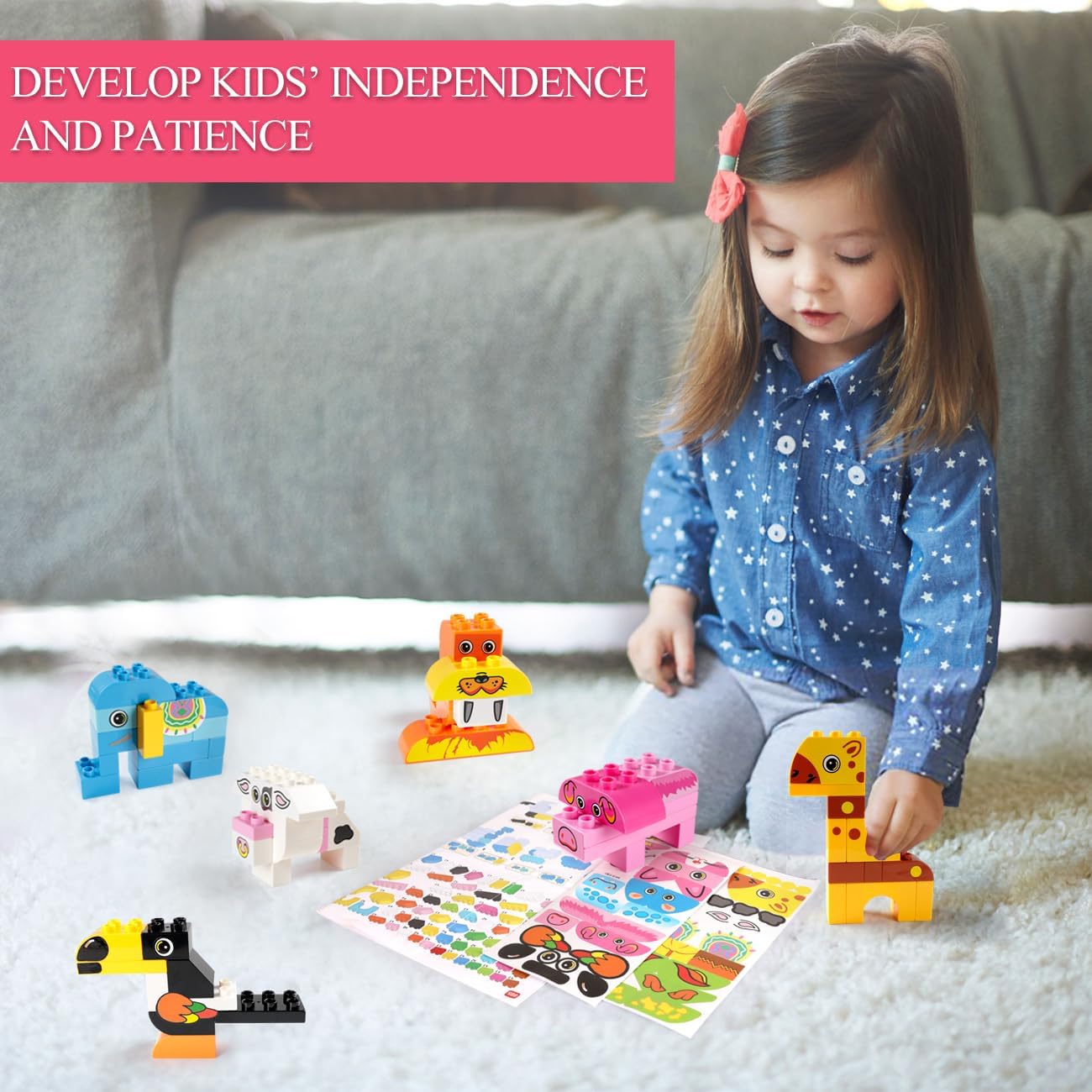 Animals Building Blocks Set, 122 Pieces Animal Building Toy Kit with Storage Box for Kids Ages 3 4 5 6 Years, Creative STEM Educational Preschool Toys for Toddlers Boys Girls Christmas Birthday Gift