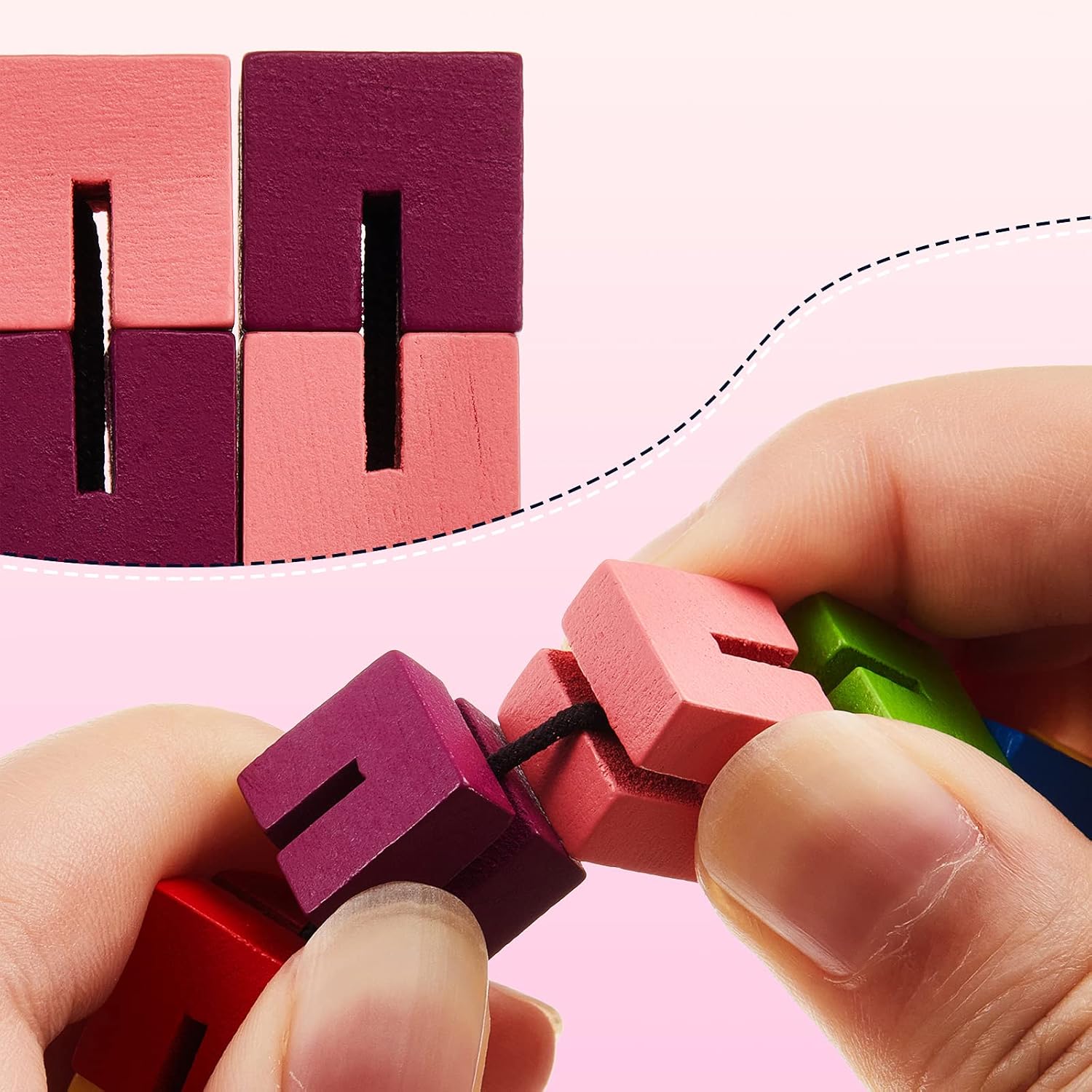 Wooden Toy Twist Block Cubes Puzzle Sensory Toys for Teens Party Favors for Boys and Girls (6 Pieces)