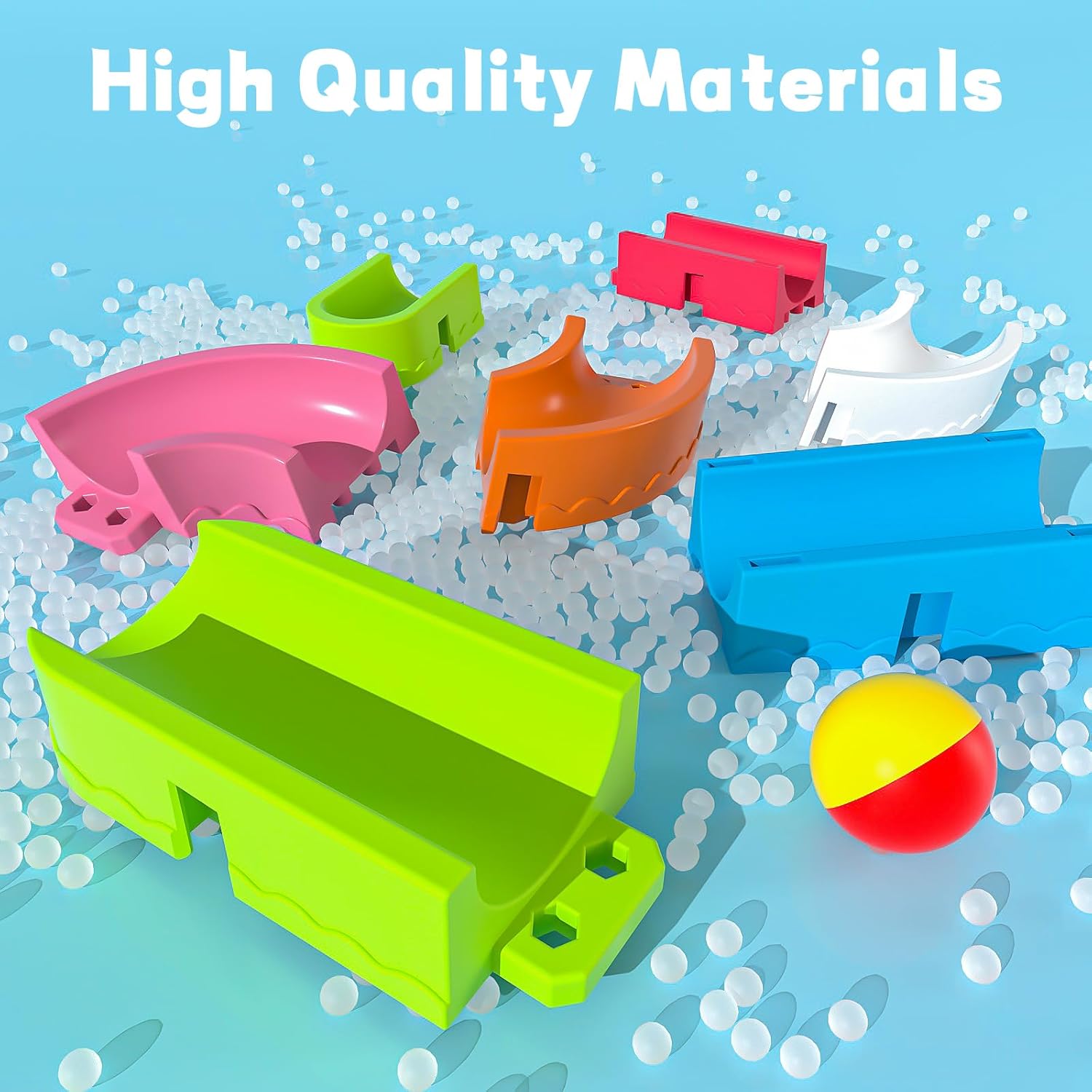 Baby Bath Toys for Toddler 1-3 3-5, Bathtub Shower Building Duck Slide Blocks Toy Marble Run Toys for Kids 1 2 3 4 5 Years Old Toddler Boys and Girls