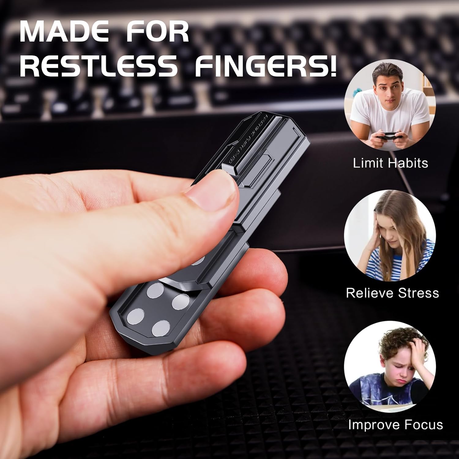 INNÔPLUS Fidget Slider, Fidget Toys Adults Metal Magnetic Fidgets Desk Toys, Cool EDC Gadgets Anxiety Stress Relief Toys, ADHD Tools for Adults, Mens Gifts for Him & Dad, Boyfriend