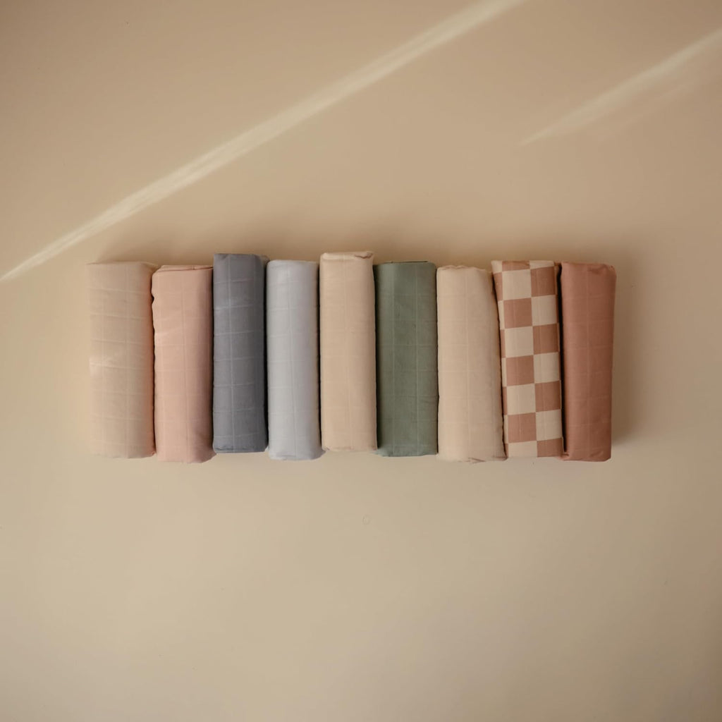 mushie Waterproof Changing Pad Liners | 100% Organic Cotton | Set of 3 (Blush Combo)