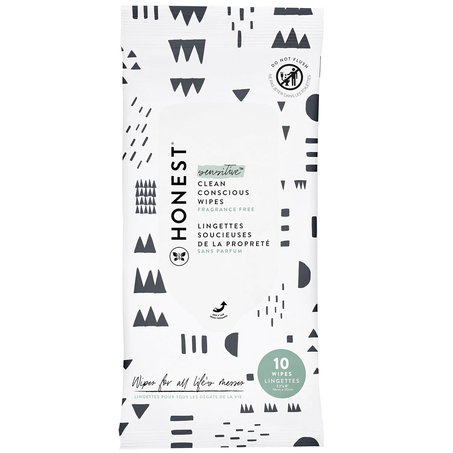 The Honest Company Clean Conscious Multi-Use Wipes | Hypoallergenic + Unscented for Sensitive Skin | Over 99% Water, Compostable, Plant Based, Baby Wipes | Pattern Play, 10 Count