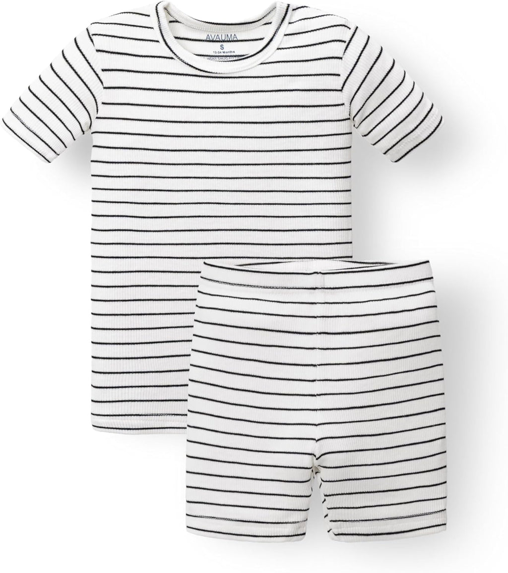 AVAUMA Stripe Pattern Baby Boys Girls Pajama Set Kids Toddler Snug fit Ribbed Sleepwear pjs for Daily Life Style