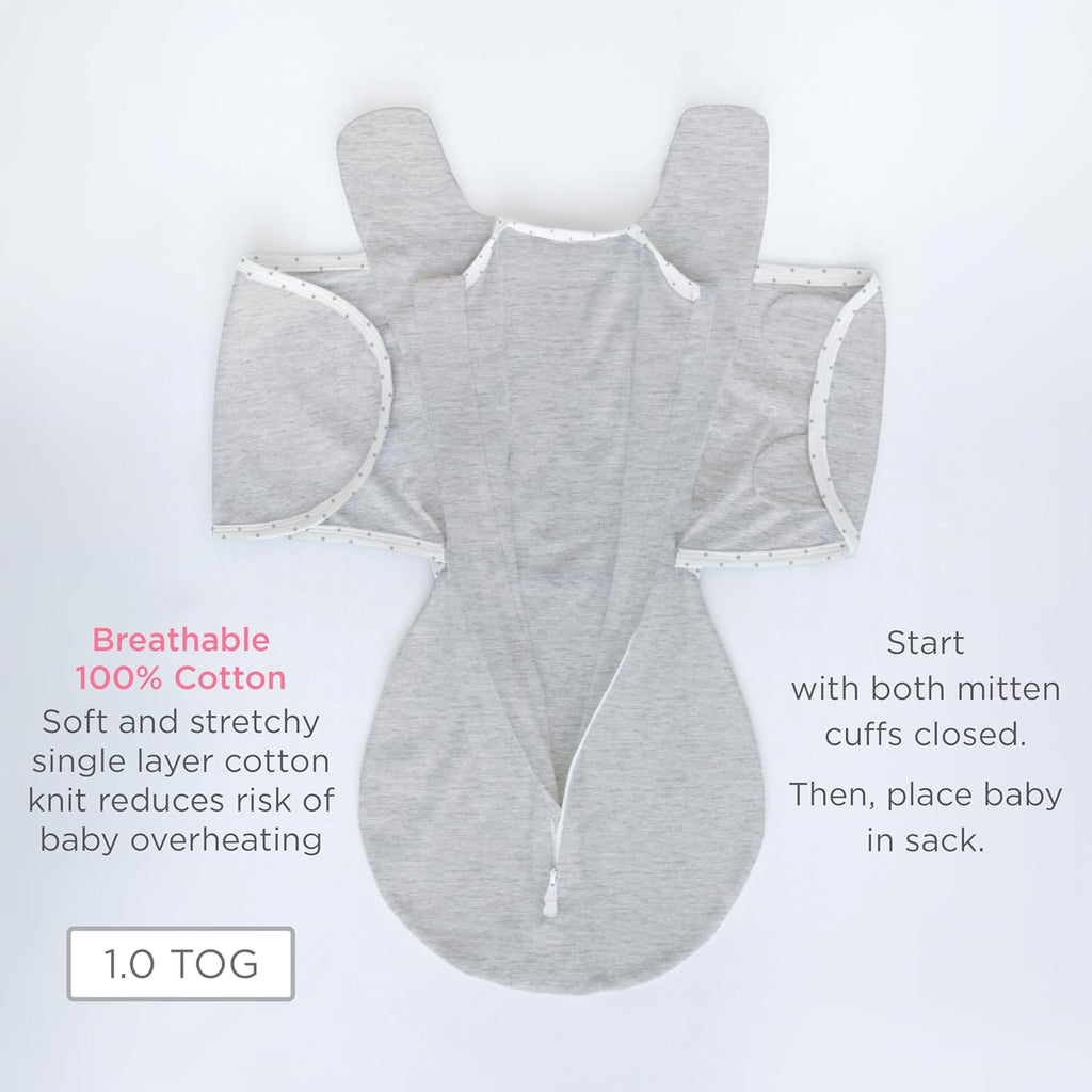 SwaddleDesigns 6-Way Omni Swaddle Sack Arms Up Swaddle for Newborn, More Options to Calm Startle Reflex, Improves Sleep