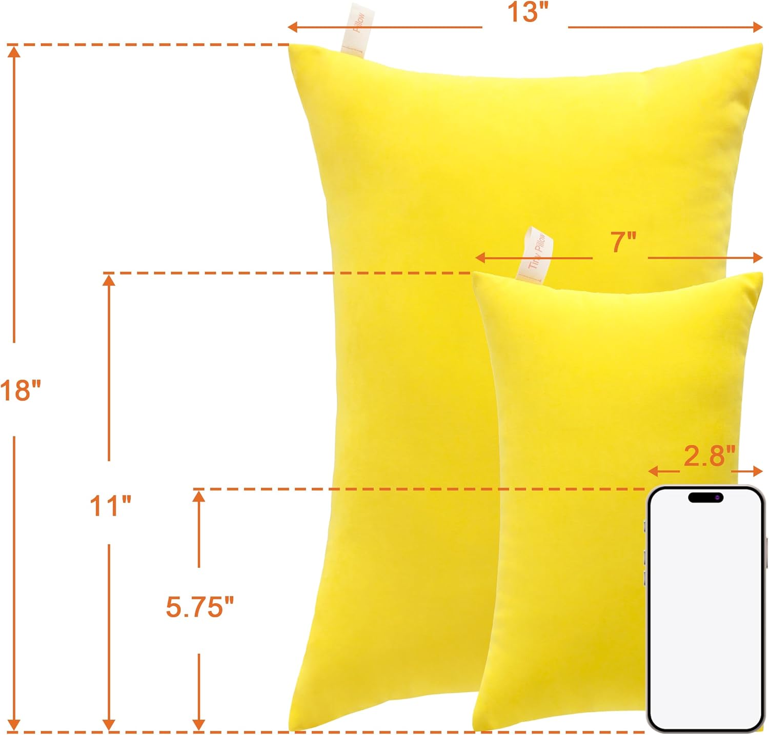 NTBAY Toddler Pillows, Down Alternative 13"x18" Pillows, Machine Washable - Soft and Breathable Travel Small Pillow for Sleeping, Ideal for Daycare, Crib, Cot, Yellow