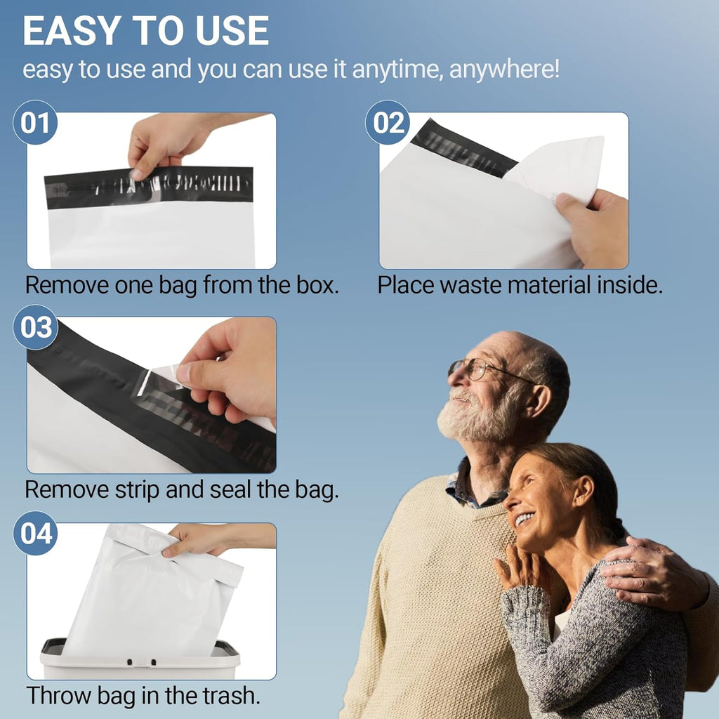 Calvana100 Pcs Extra Thick Adult Diaper Disposable Bags Odor Tight Sealing Disposal Bags Tear Resistance Adult Diaper Genie Extra Large Prevents Leakage Incontinence Disposal Bags (12 X 17 In)