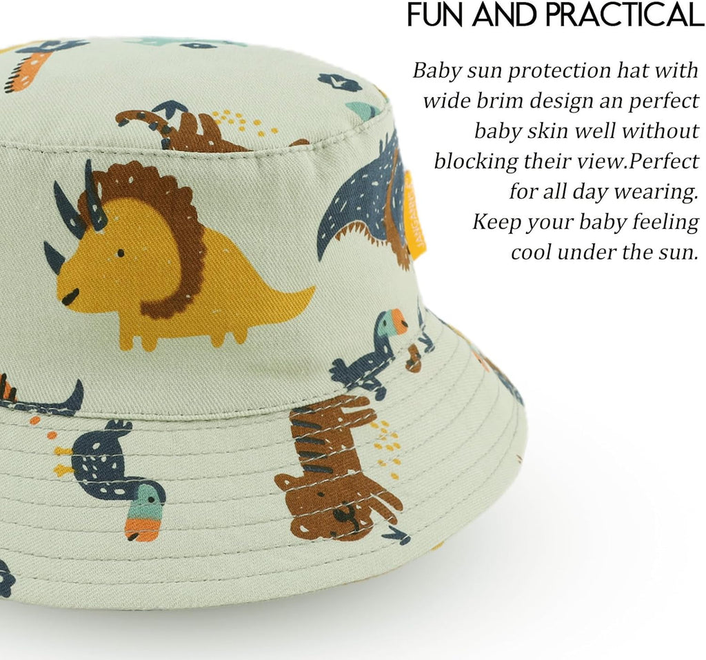 JANGANNSA Cotton Baby Sun Hat Infant Toddler Boys Girls Bucket Hats Summer Sun Protection Kids Beach Caps