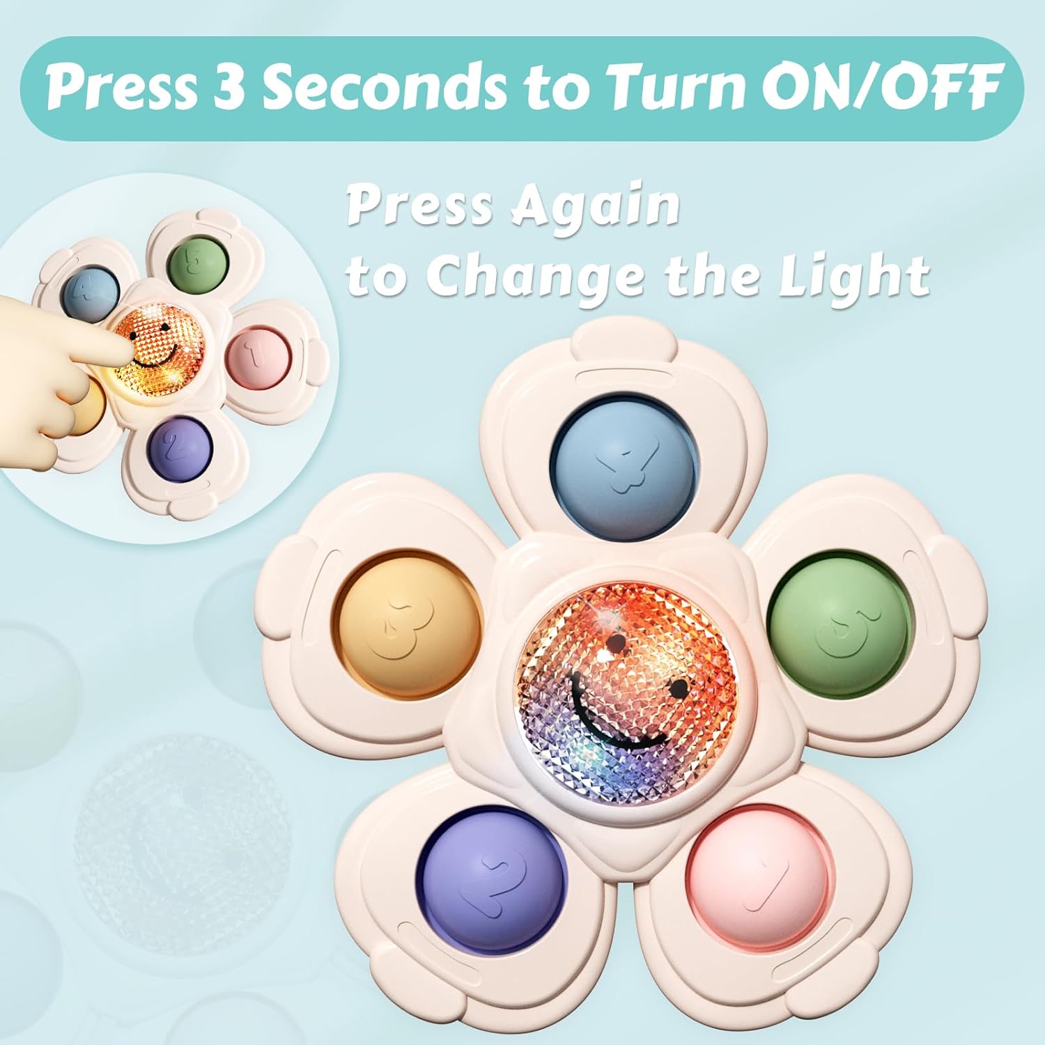 Suction Spinners Baby Toys, Sensory Toys for Toddlers 1-3, Suction Cup Toys for Babies 12-18 Months, High Chair Toys Baby Travel Essentials for Flying, Birthday Gift for 1 Year Old Boy Girls